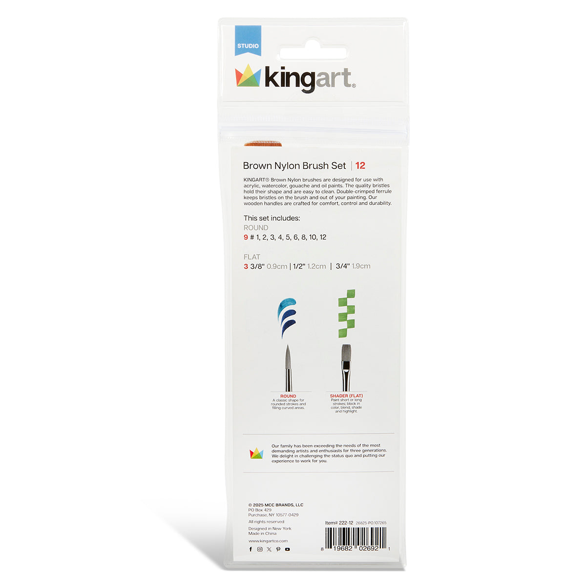 Studio Golden Nylon Brush Set - 12 Pieces KINGART