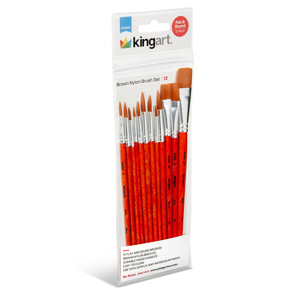 Studio Golden Nylon Brush Set - 12 Pieces KINGART