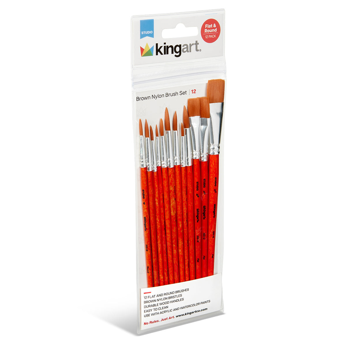 Studio Golden Nylon Brush Set - 12 Pieces KINGART