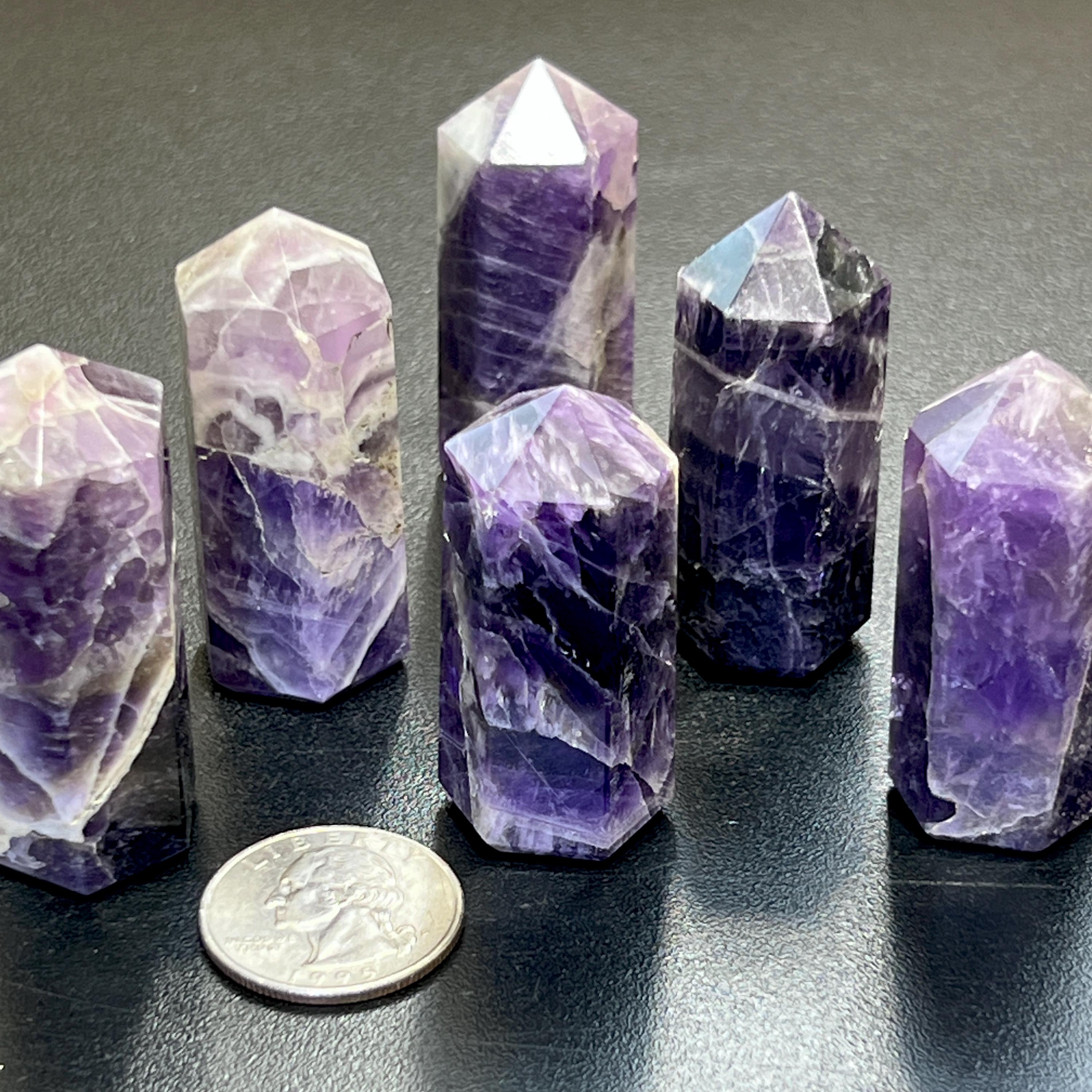 Banded Purple Amethyst Crystal Point Tower Obelisk Carving Wholesale Amazing Crystals