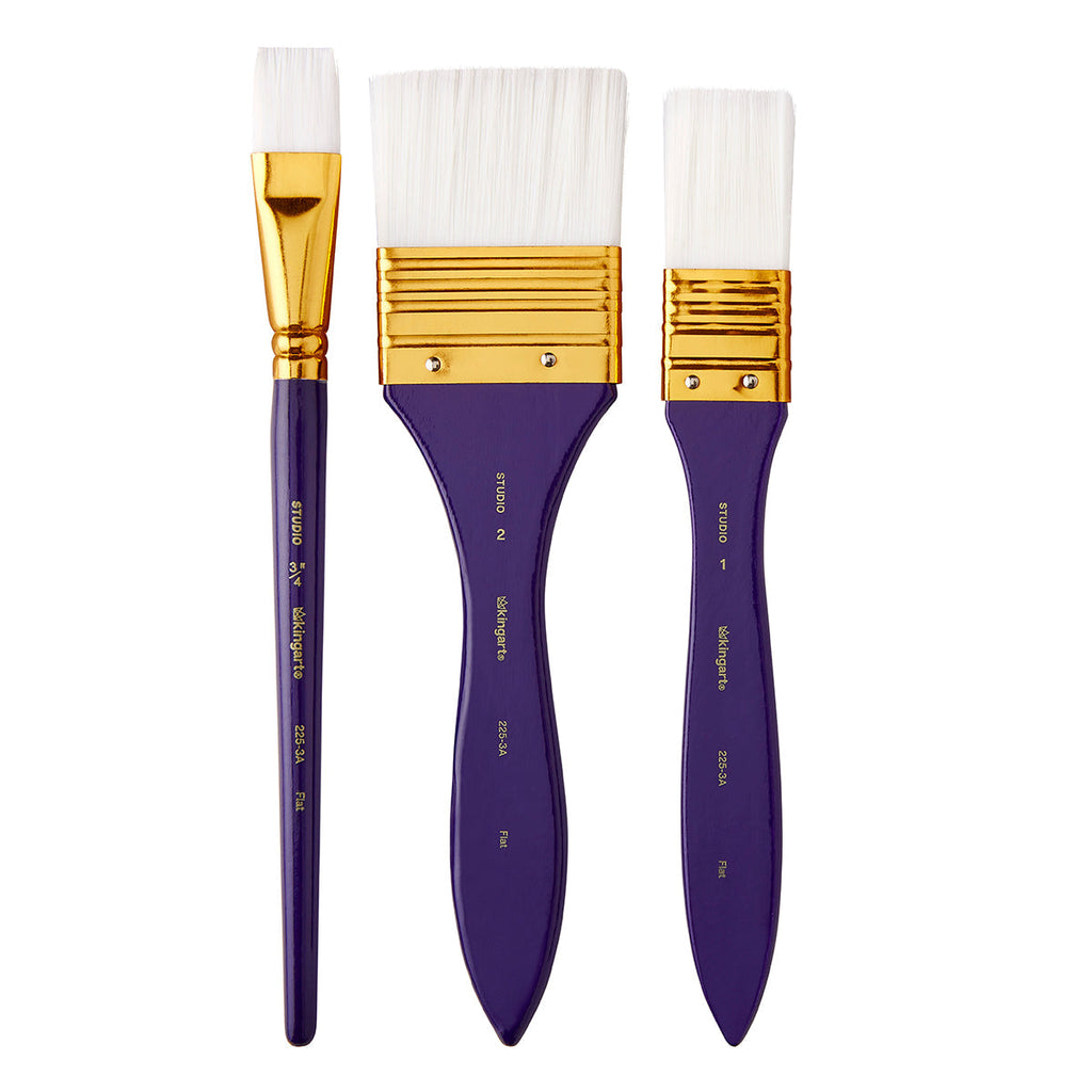 Studio Mixed Media White Nylon Brush Set - 3 pc KINGART