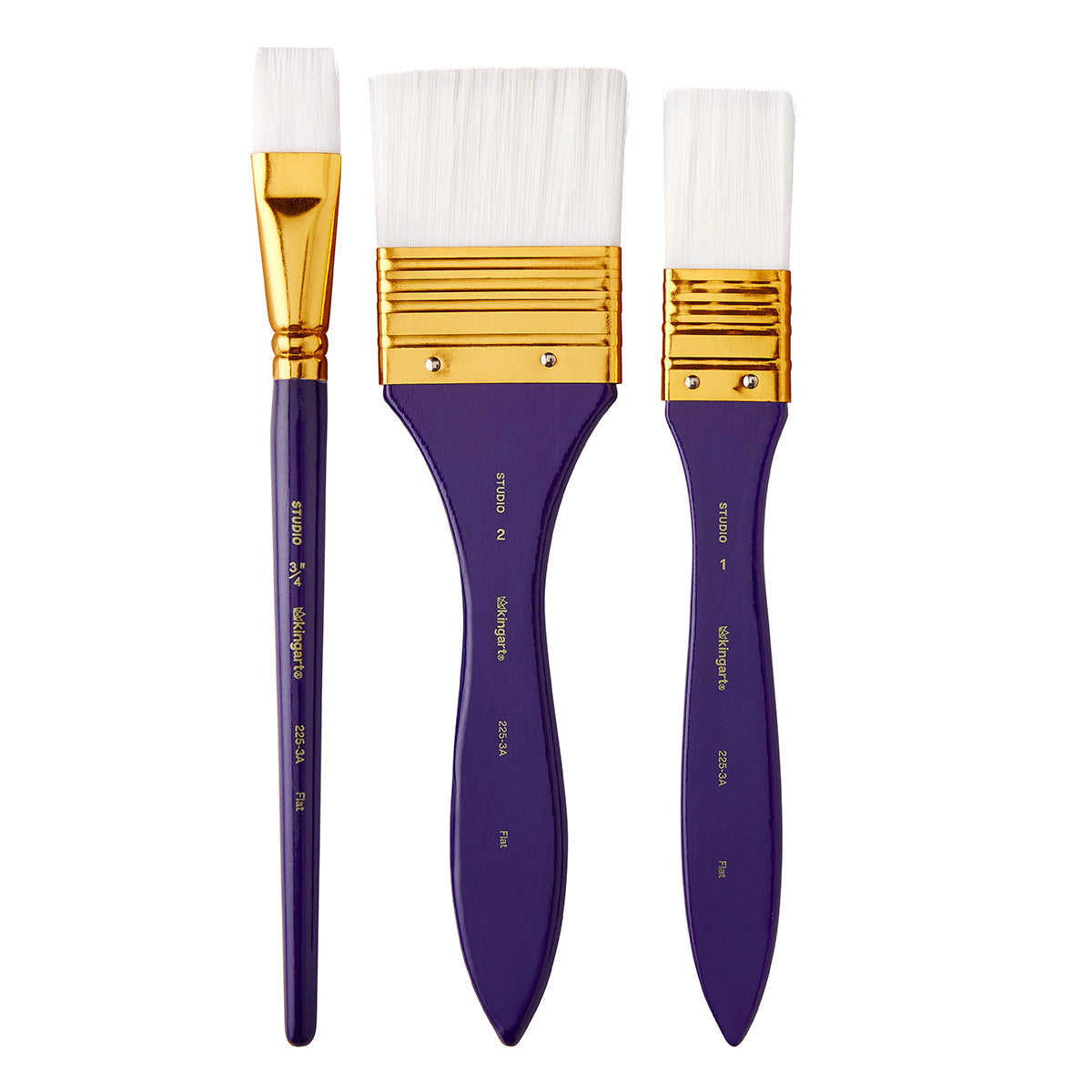 Studio Mixed Media White Nylon Brush Set - 3 pc KINGART