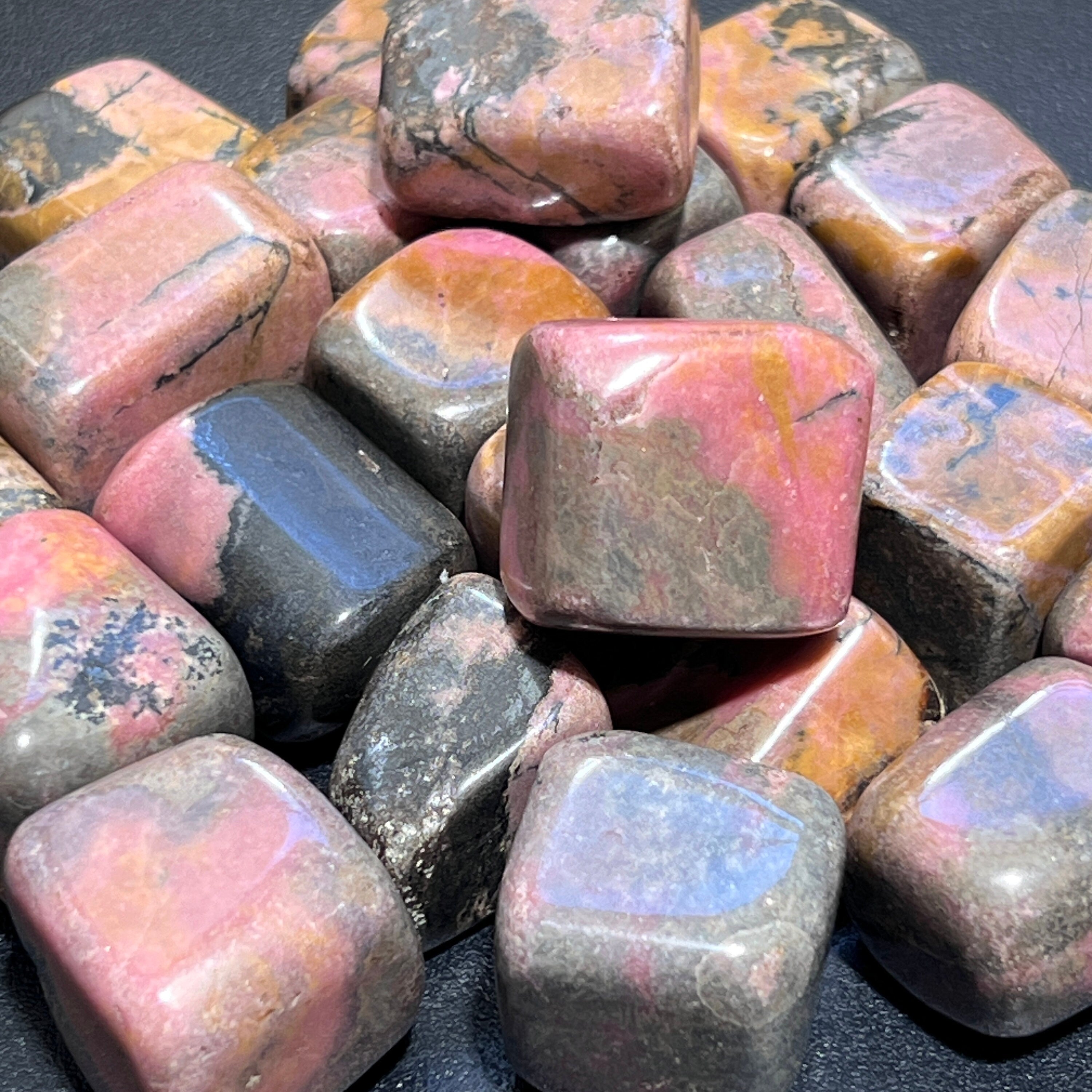 Pink Rhodonite Tumbled Stones (By The Piece or Pound) Wholesale Amazing Crystals