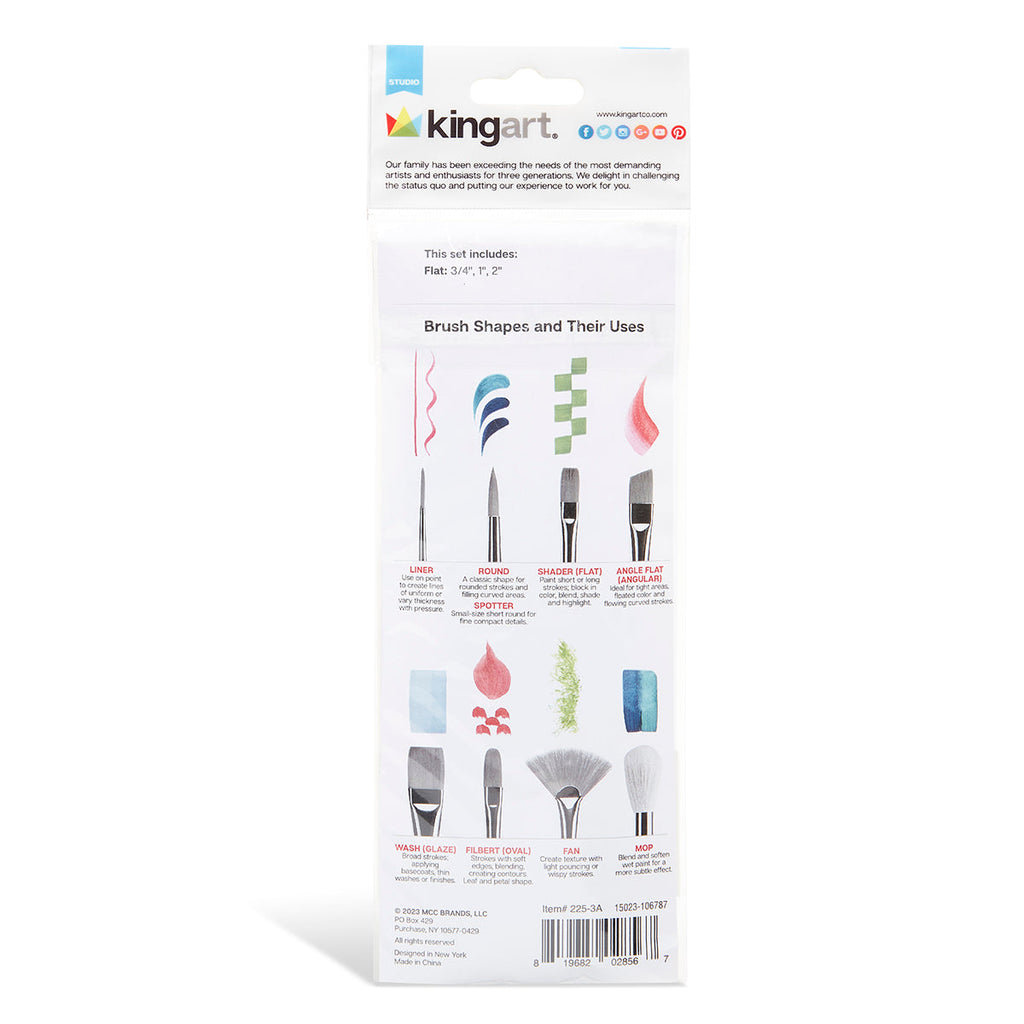 Studio White Nylon Brush Set - 3 Pieces KINGART