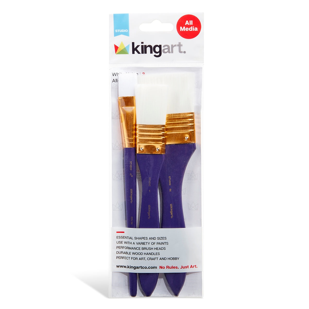Studio Mixed Media White Nylon Brush Set - 3 pc KINGART