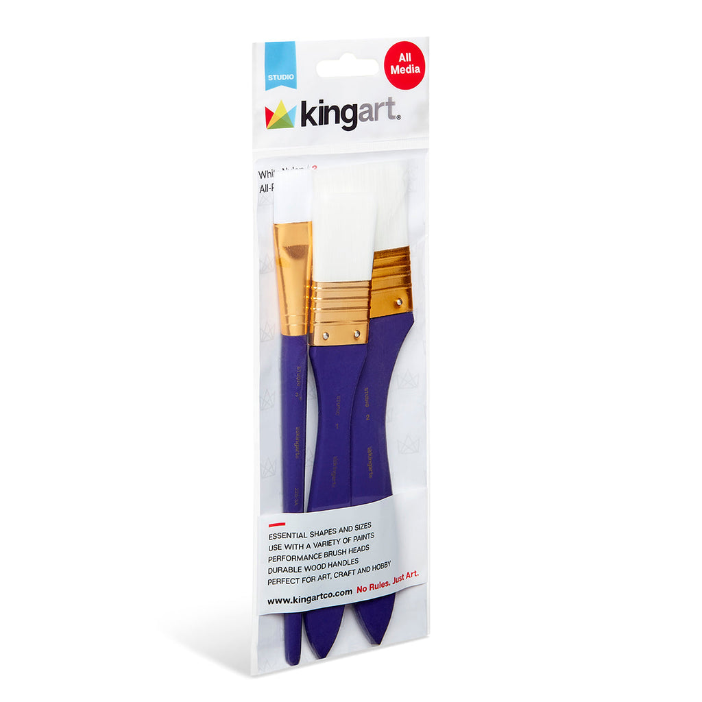 Studio White Nylon Brush Set - 3 Pieces KINGART