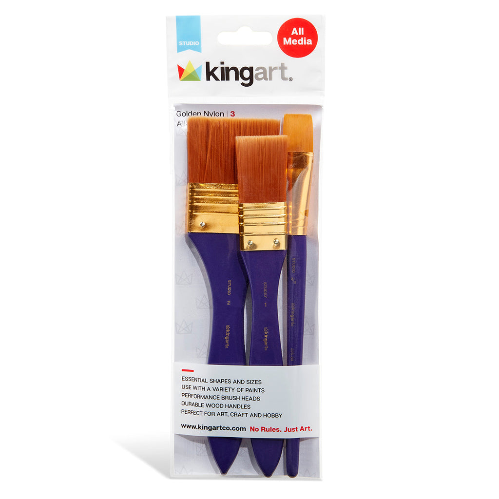 Studio Golden Nylon Brush Set - 3 Pieces KINGART