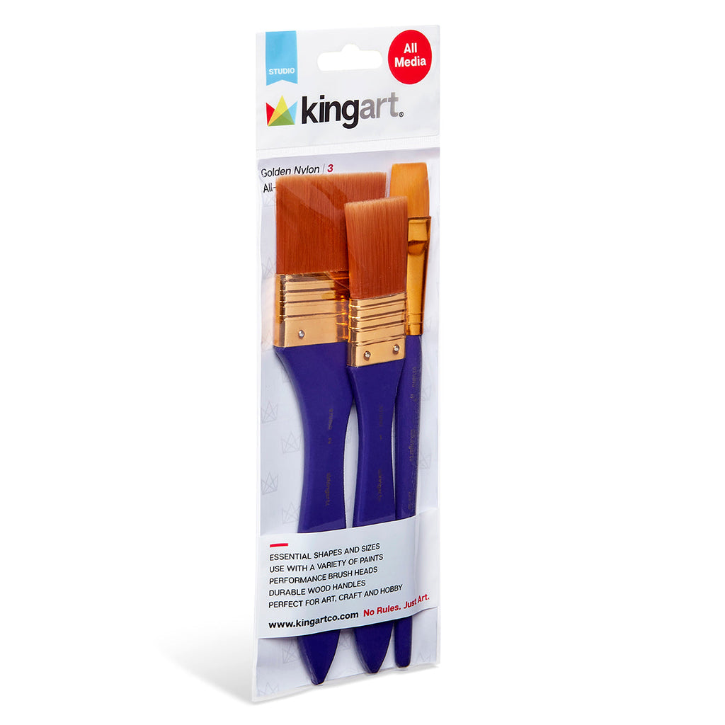 Studio Golden Nylon Brush Set - 3 Pieces KINGART