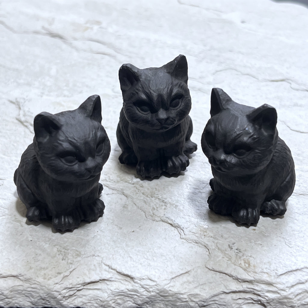 Black Obsidian Cat Kitten Carving Amazing Crystals