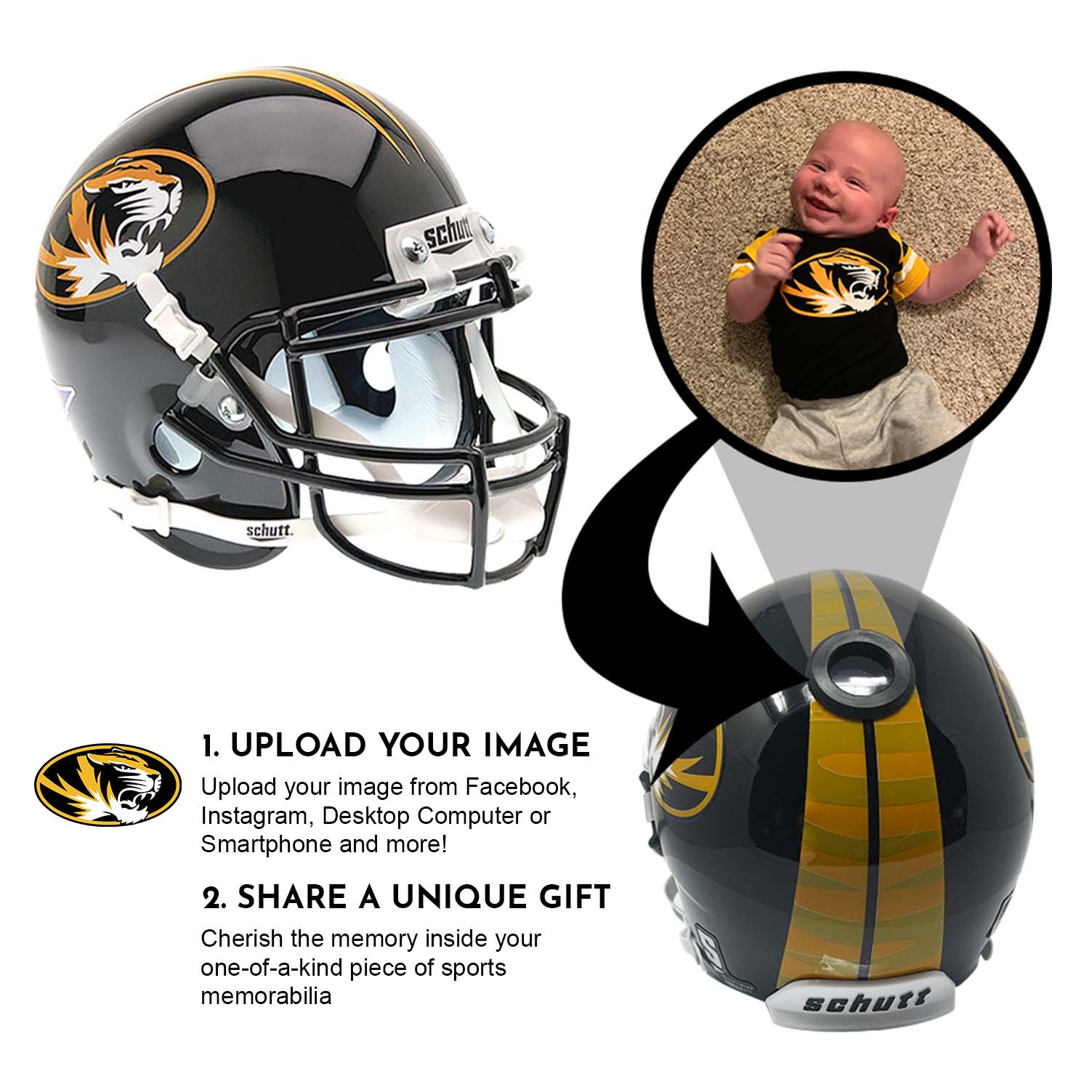 Missouri Tigers College Football Collectible Mini Helmet - Picture Inside - FANZ Collectibles Fanz Collectibles