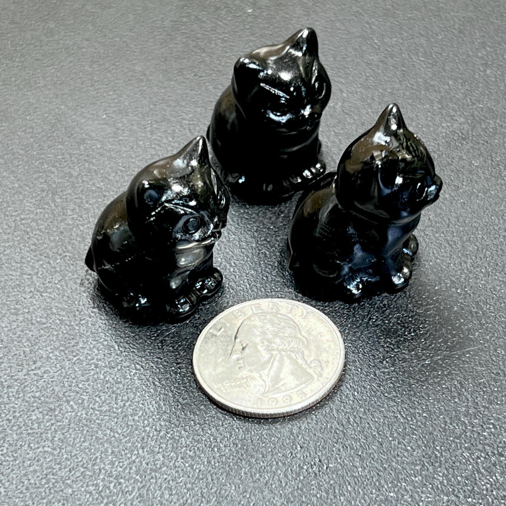 Small Black Obsidian Cat Kitten Carving Wholesale Amazing Crystals