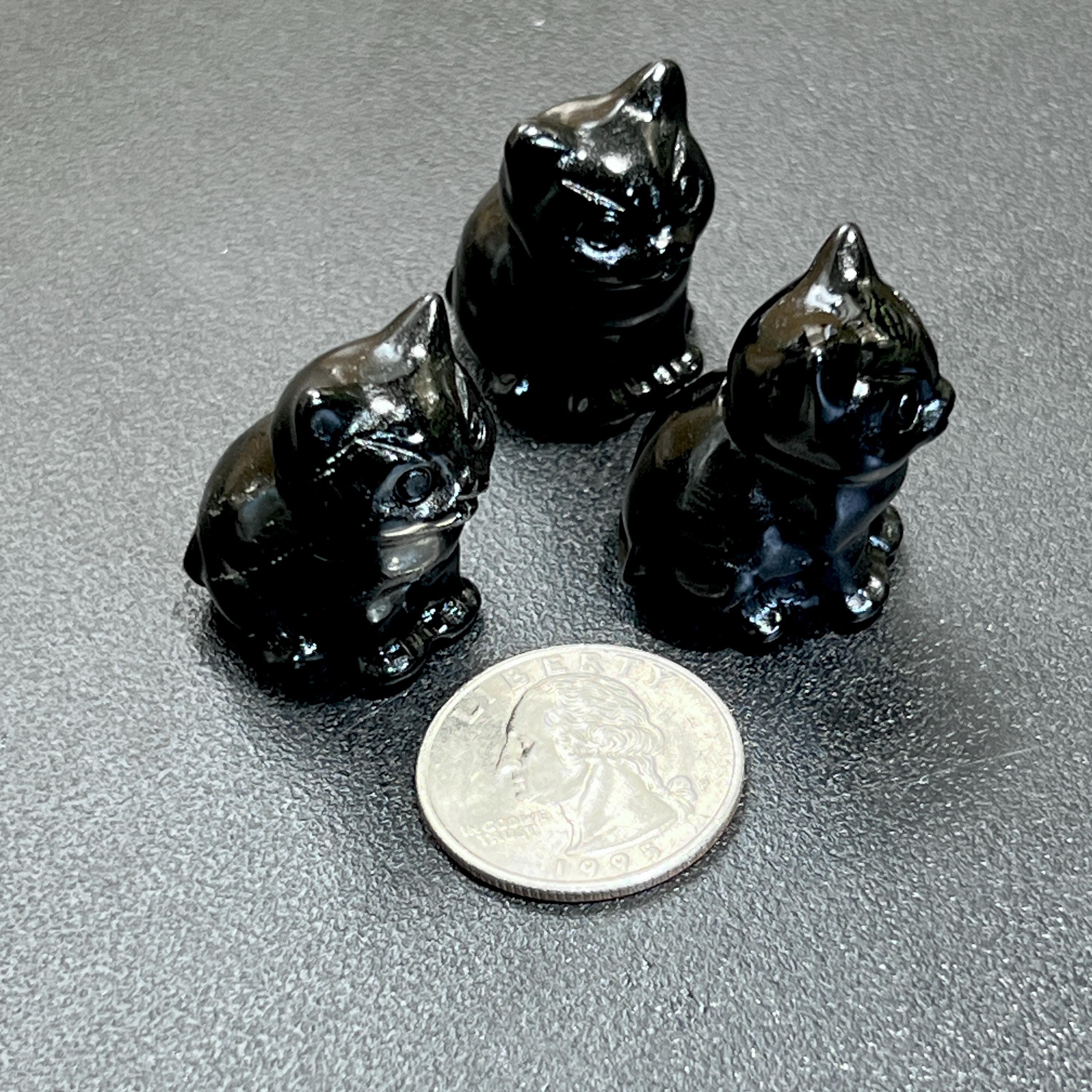 Small Black Obsidian Cat Kitten Carving Wholesale Amazing Crystals