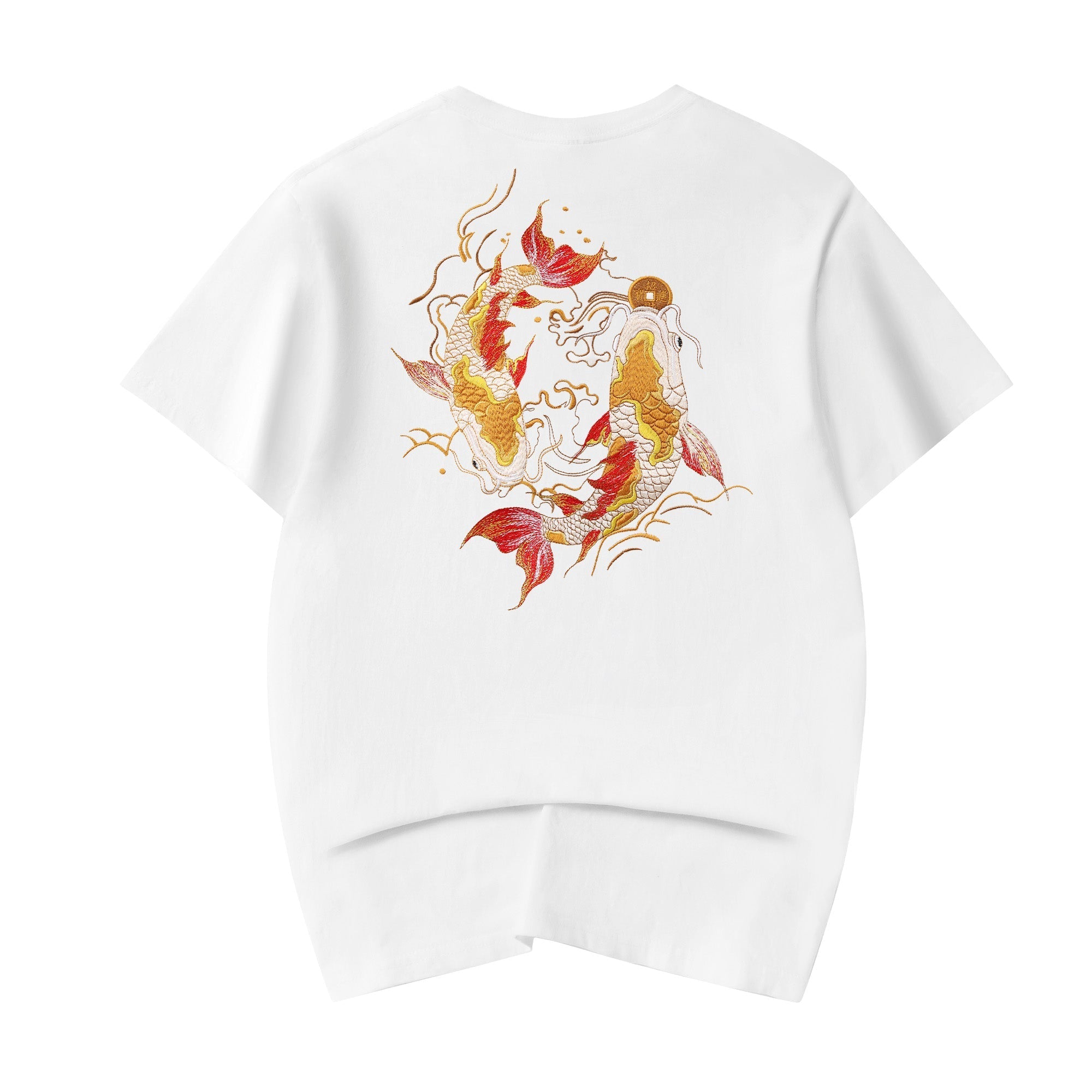 KH852 Golden Koi Fish Embroidery Tee Niepce