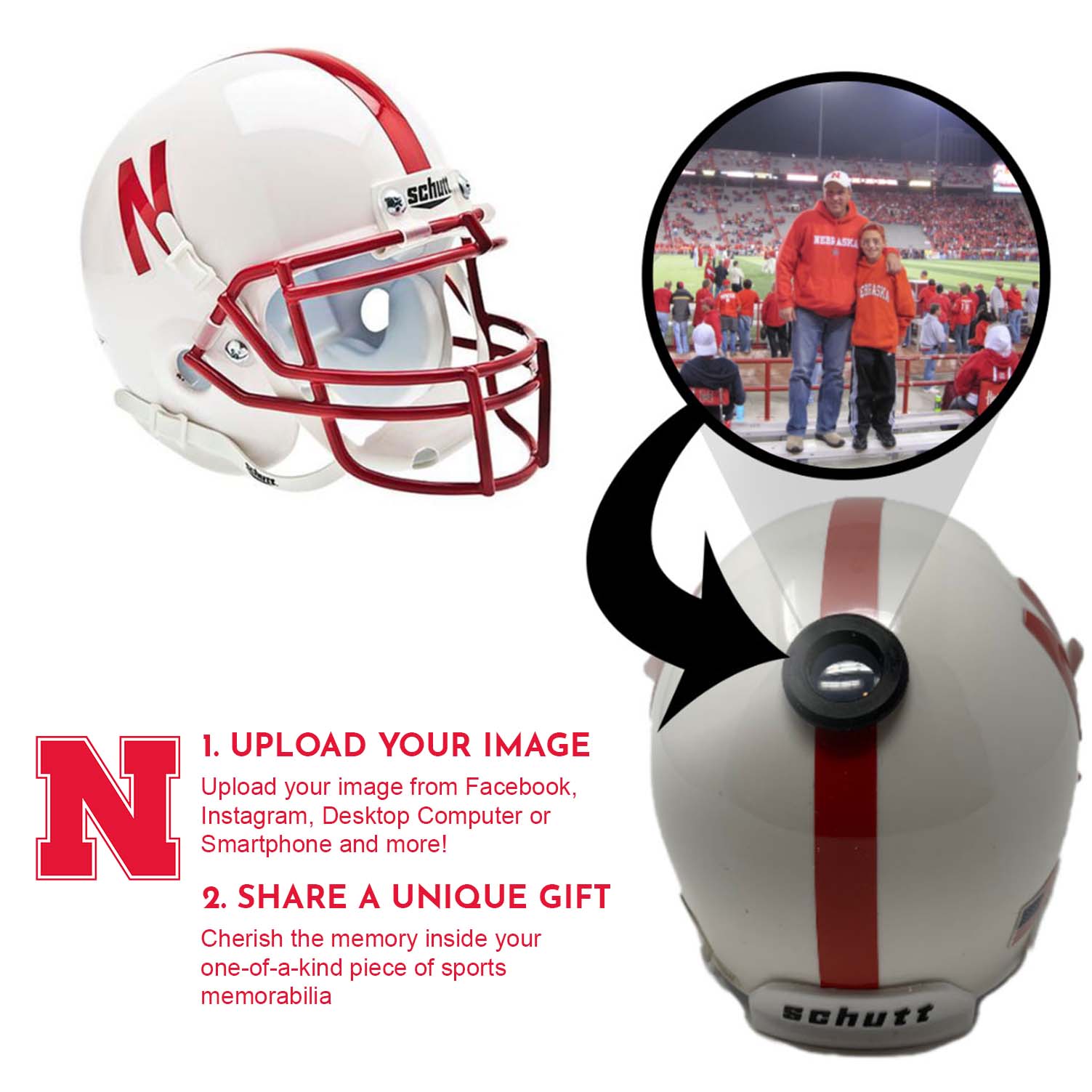 Nebraska Cornhuskers College Football Collectible Mini Helmet - Picture Inside - FANZ Collectibles Fanz Collectibles