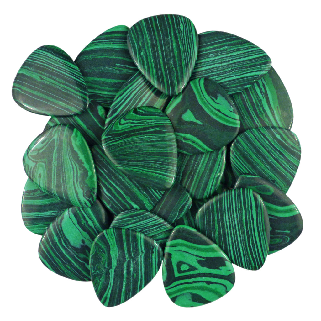 Green Malachite Stone Guitar Or Bass Pick - 3.0 mm Ultra Heavy Gauge - 351 Shape - Specialty Handmade Exotic Plectrum Exotic Plectrums