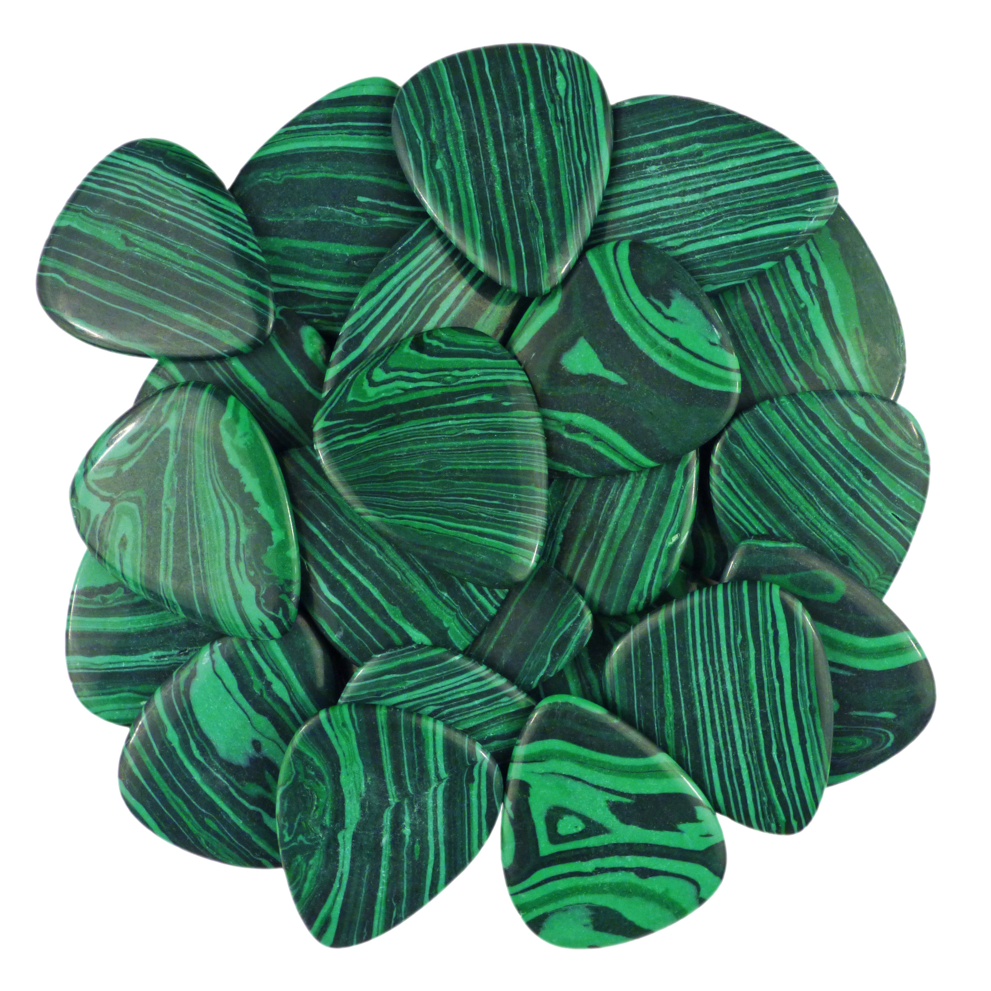 Green Malachite Stone Guitar Or Bass Pick - 3.0 mm Ultra Heavy Gauge - 351 Shape - Specialty Handmade Exotic Plectrum Exotic Plectrums