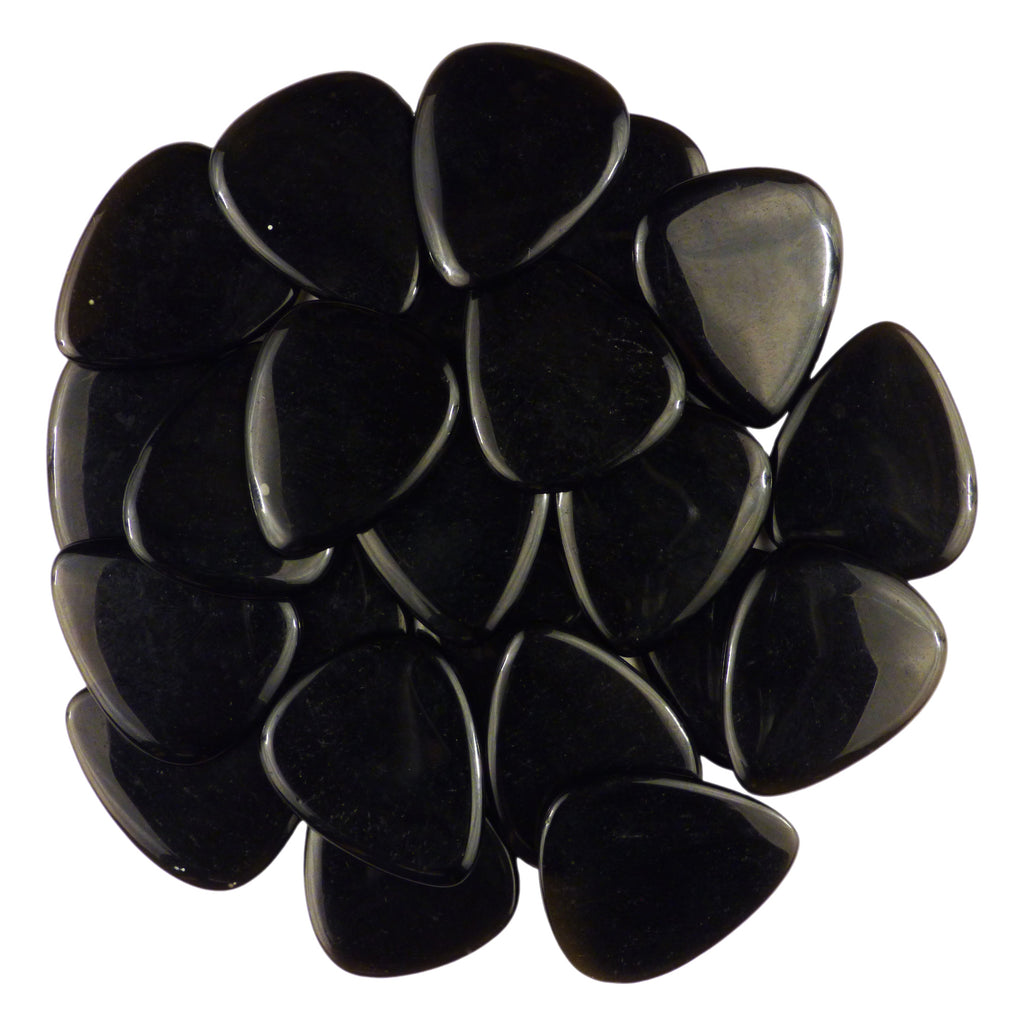 Black Obsidian Volcanic Glass Stone Guitar Pick - 3.0 mm Ultra Heavy Gauge - 351 Shape - Specialty Handmade Exotic Plectrum Exotic Plectrums