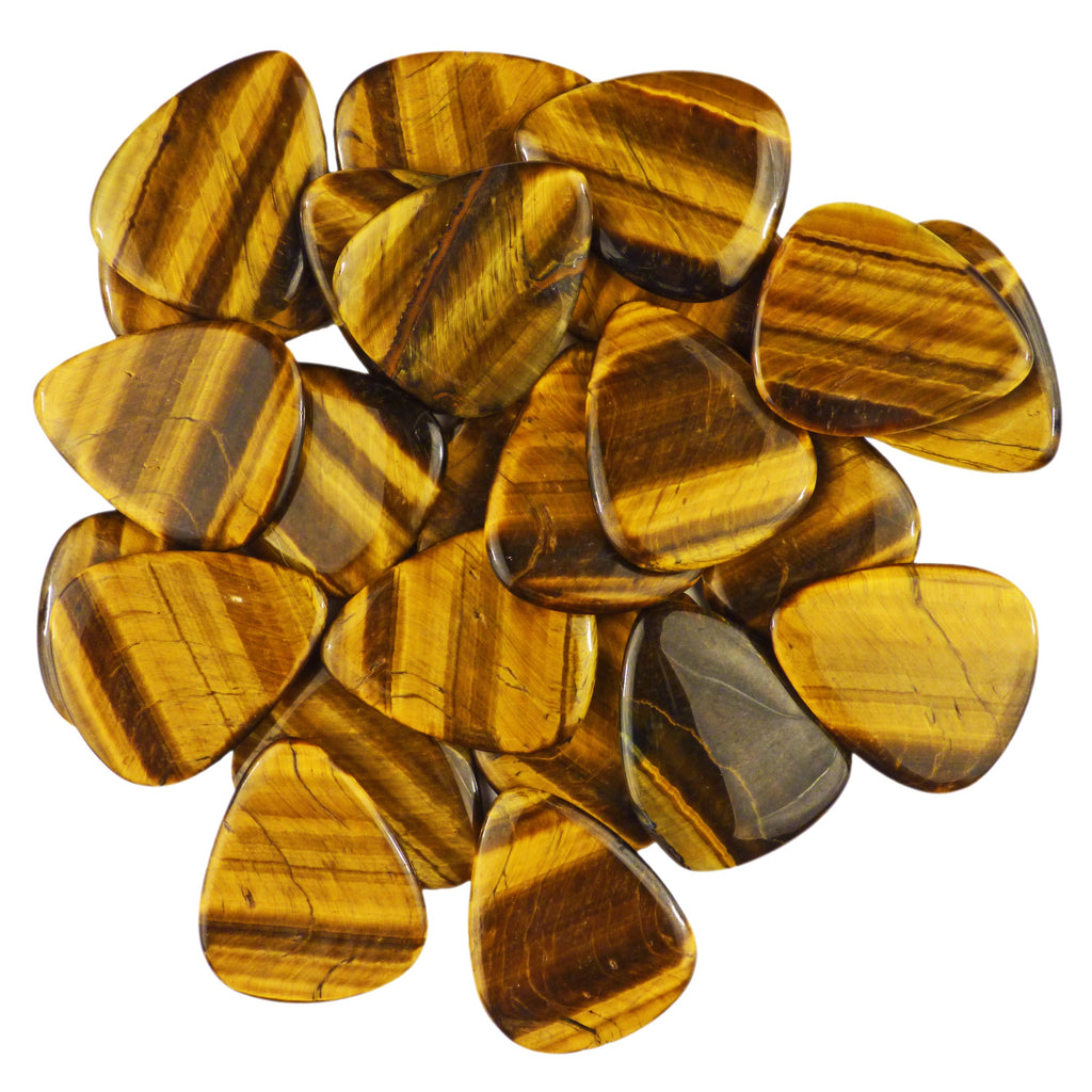 Yellow Tiger's Eye Stone Guitar Or Bass Pick - 3.0 mm Ultra Heavy Gauge - 351 Shape - Specialty Handmade Gemstone Exotic Plectrum Exotic Plectrums