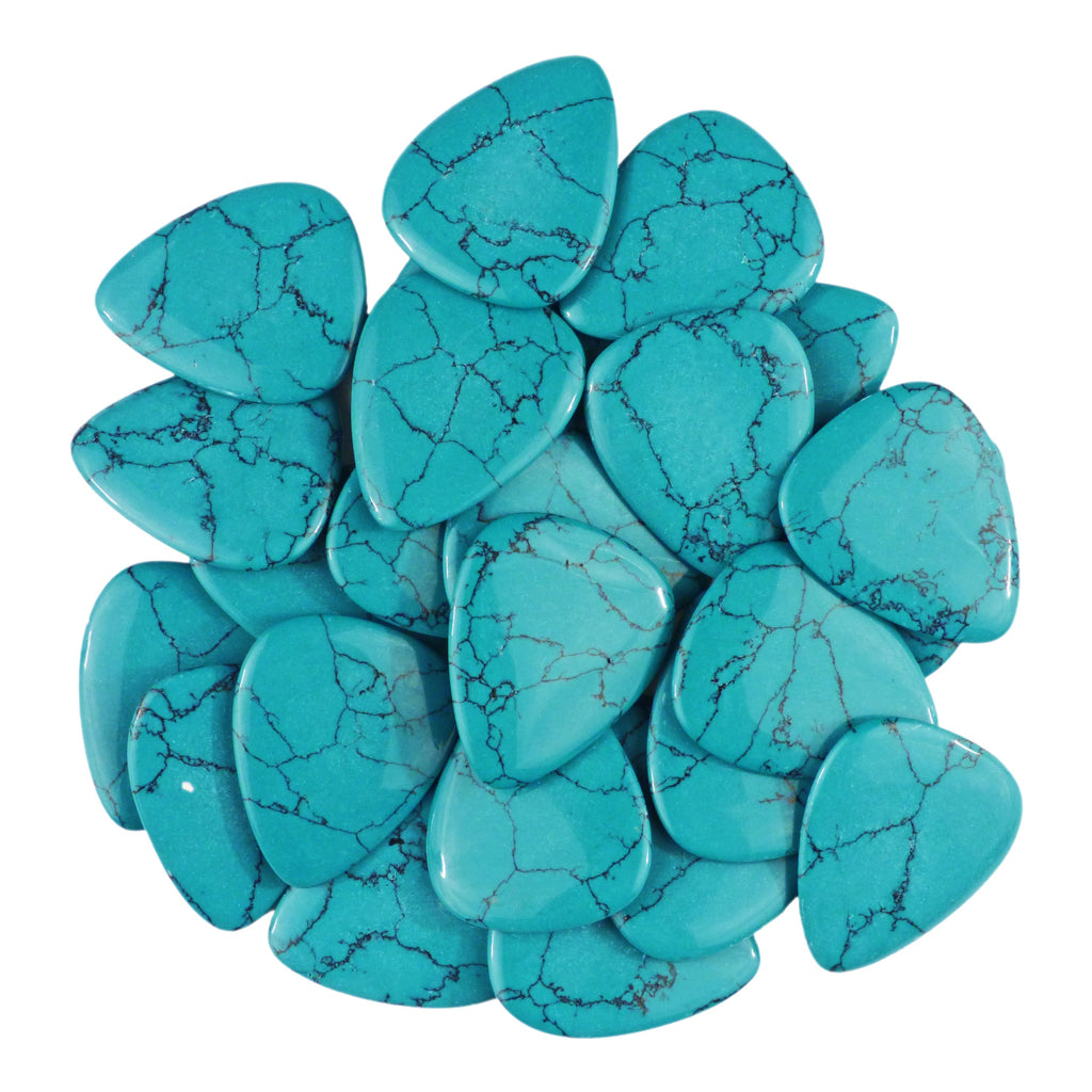 Turquoise Stone Guitar Or Bass Pick - 3.0 mm Ultra Heavy Gauge - 351 Shape - Specialty Handmade Stone Exotic Plectrum Exotic Plectrums