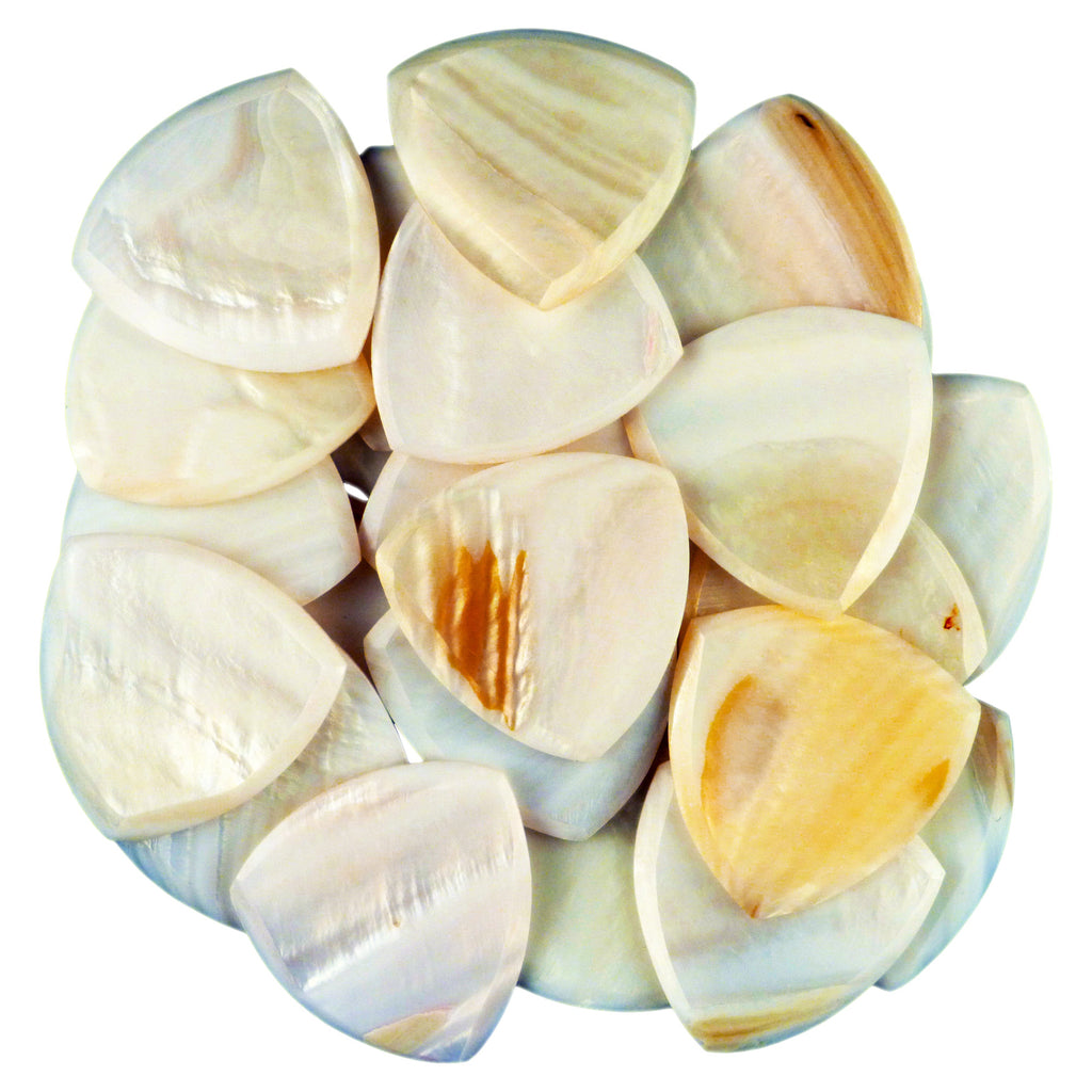 White Abalone Shell Guitar Or Bass Pick - 2.0 mm - 346 Wedge Triangle Shape - Handmade Specialty Exotic Luxury Plectrum Exotic Plectrums