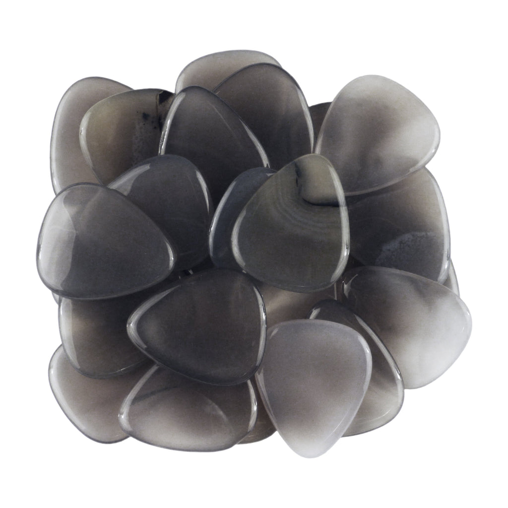 Grey Agate Stone Guitar Or Bass Pick - 3.0 mm Ultra Heavy Gauge - 351 Shape - Specialty Handmade Gemstone Exotic Plectrum Exotic Plectrums