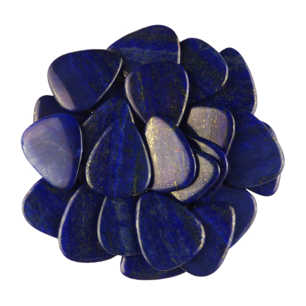 Lapis Lazuli Stone Guitar Or Bass Pick - 3.0 mm Ultra Heavy Gauge - 351 Shape - Specialty Handmade Gemstone Exotic Plectrum Exotic Plectrums