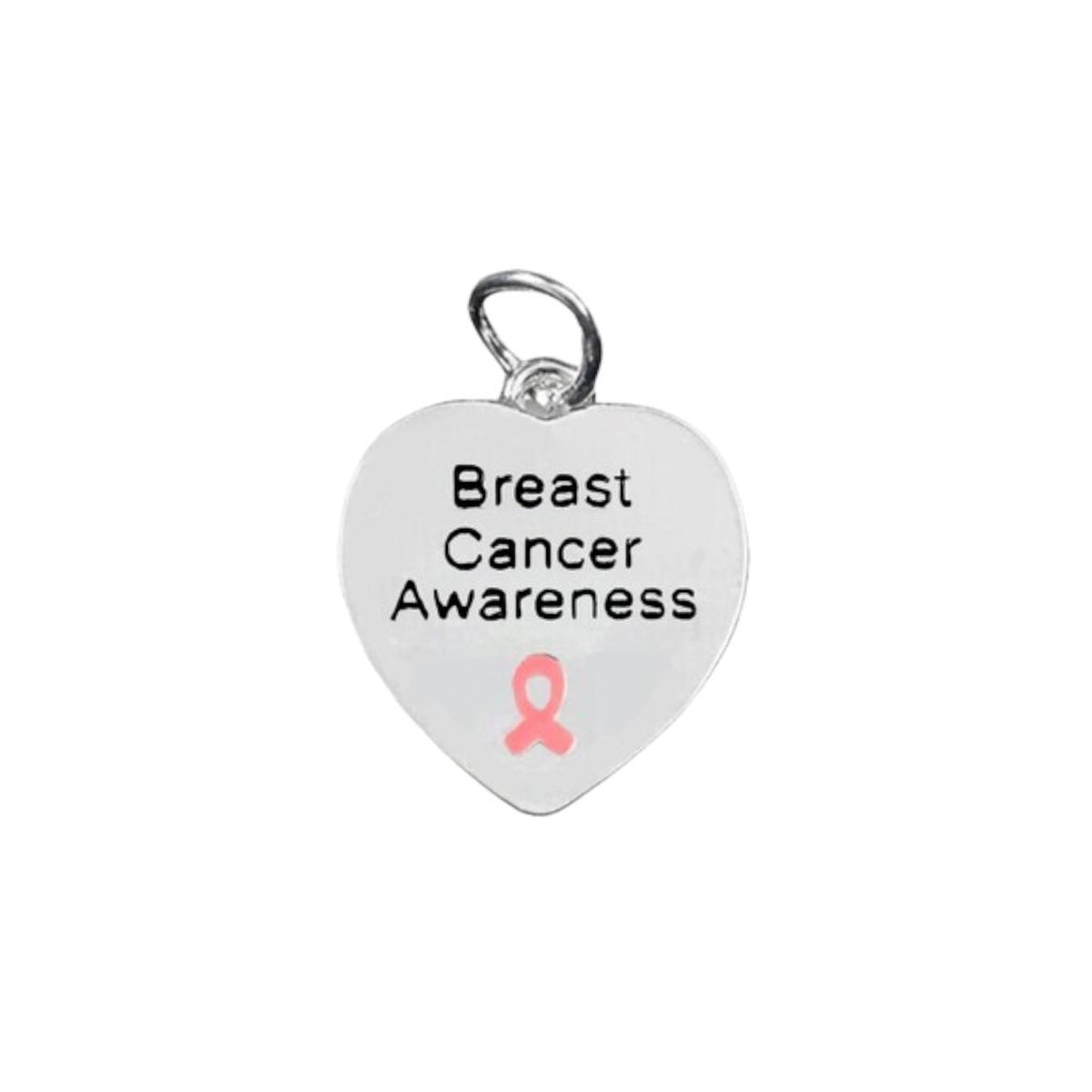 10 Pack Breast Cancer Awareness Heart Charms The Awareness Company