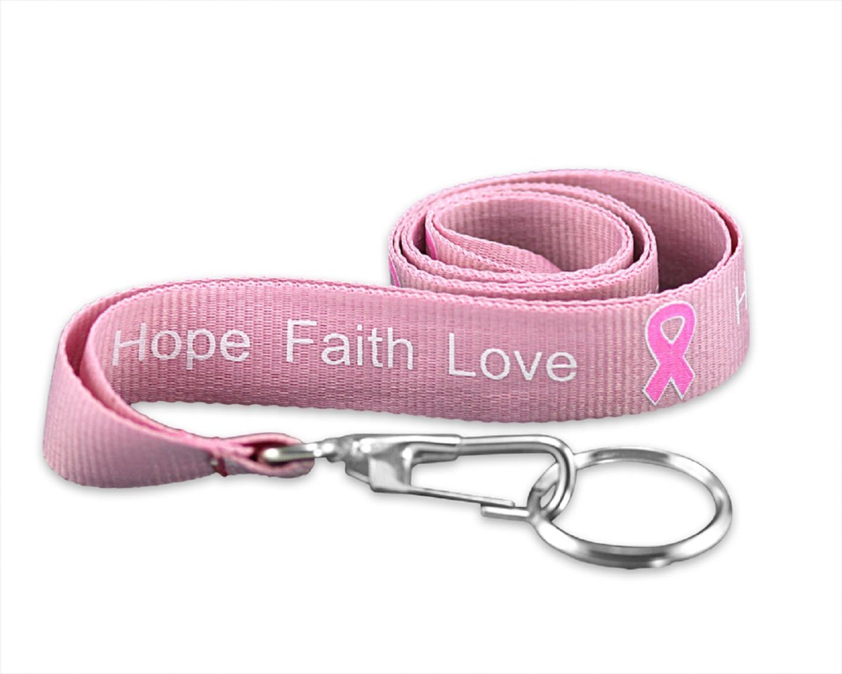 10 Pack Breast Cancer Pink Ribbon Hope Faith Love Lanyards The Awareness Company
