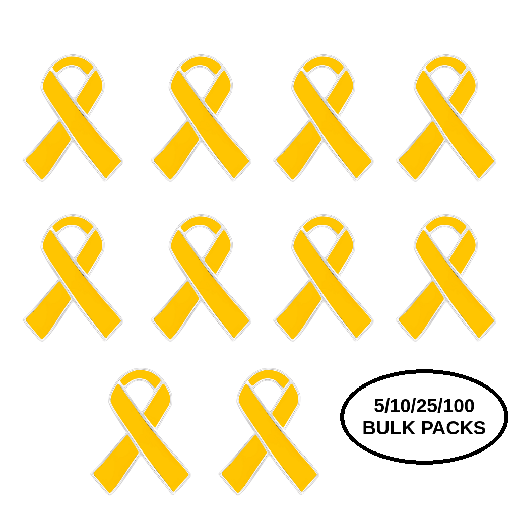 5/10/25/100 Pack Childhood Cancer Gold Ribbon Awareness Pins The Awareness Company