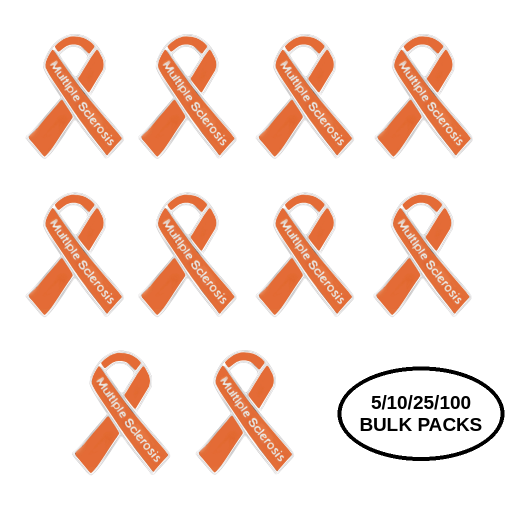 5/10/25/100 Pack Multiple Sclerosis Awareness Orange Ribbon Pins The Awareness Company