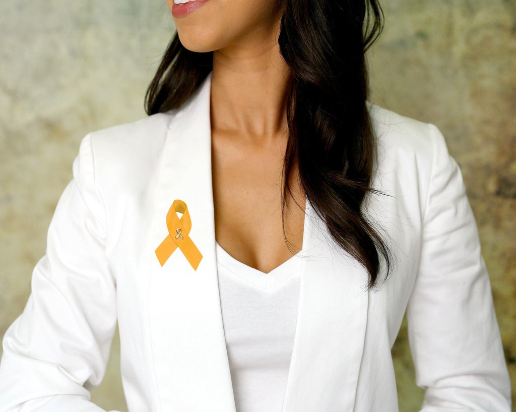 10 Pack of Satin Gold Ribbon Awareness Pins The Awareness Company