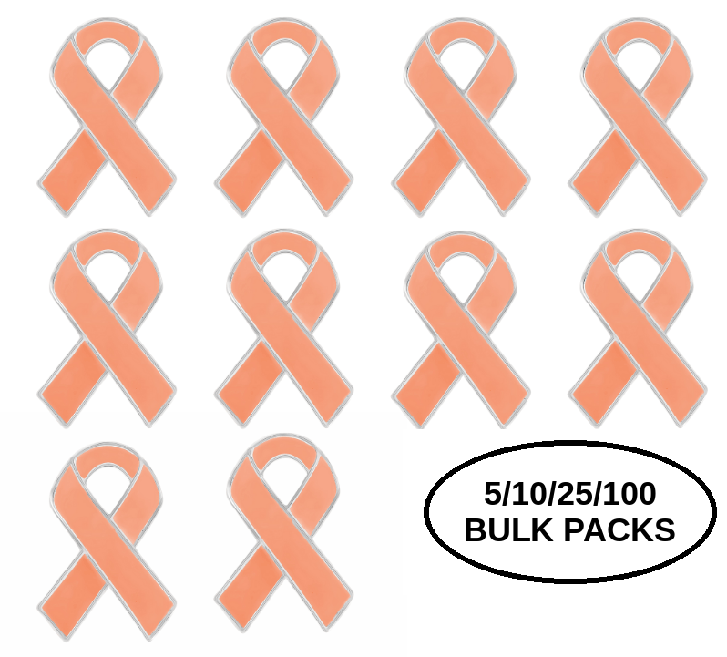 Bulk Pack Peach Ribbon Awareness Pins The Awareness Company