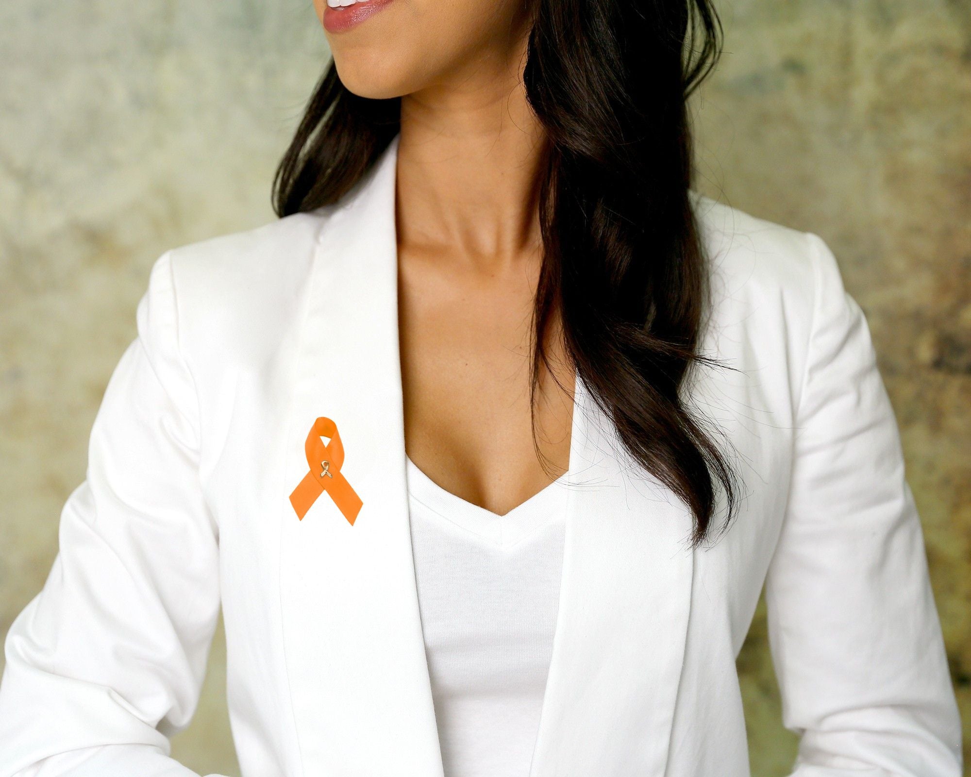 10 Pack Satin Orange Ribbon Awareness Pins The Awareness Company