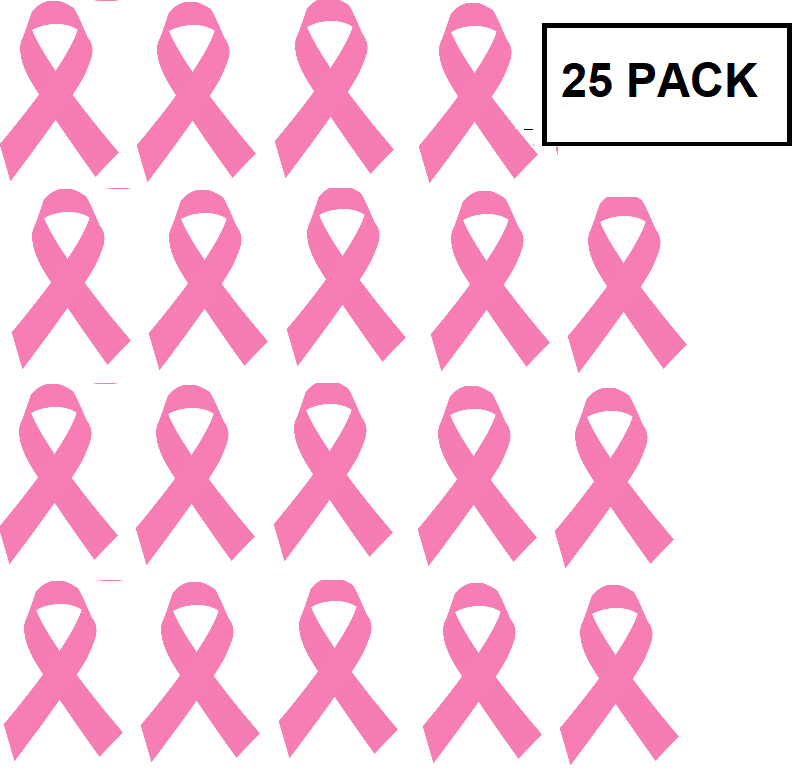 25 Pack Small Breast Cancer Ribbon Decals The Awareness Company