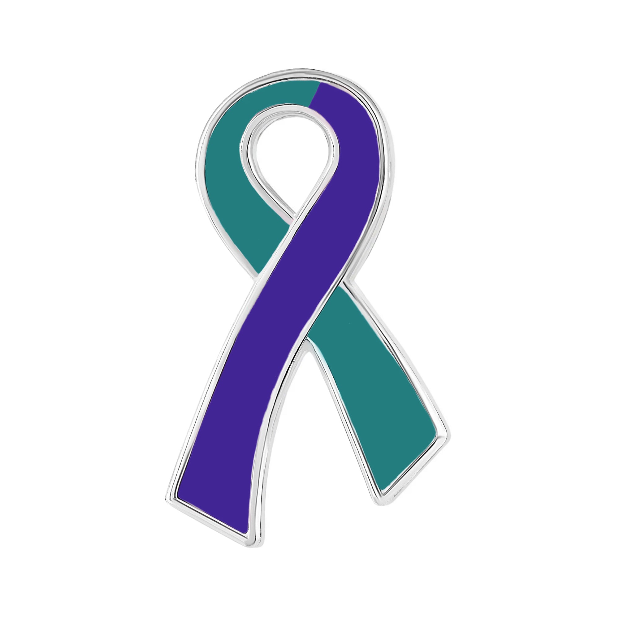 10 Pack Teal & Purple Ribbon Pins for Suicide & Sexual Assault The Awareness Company