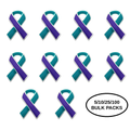 5/10/25/100 Pack Teal & Purple Ribbon Pins for Suicide, Sexual Assault Awareness The Awareness Company