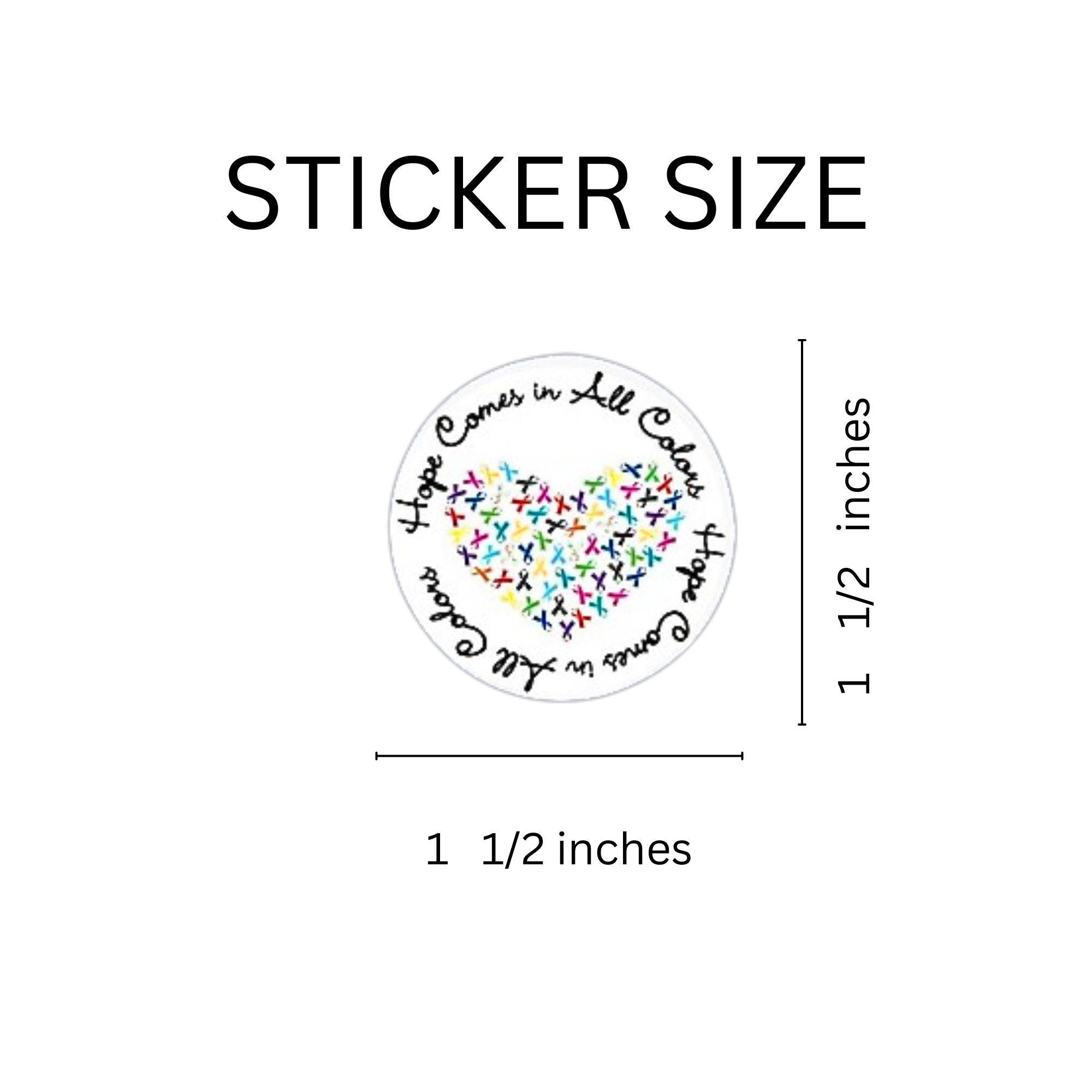250 Hope Comes In All Colors Stickers (250 per Roll) The Awareness Company