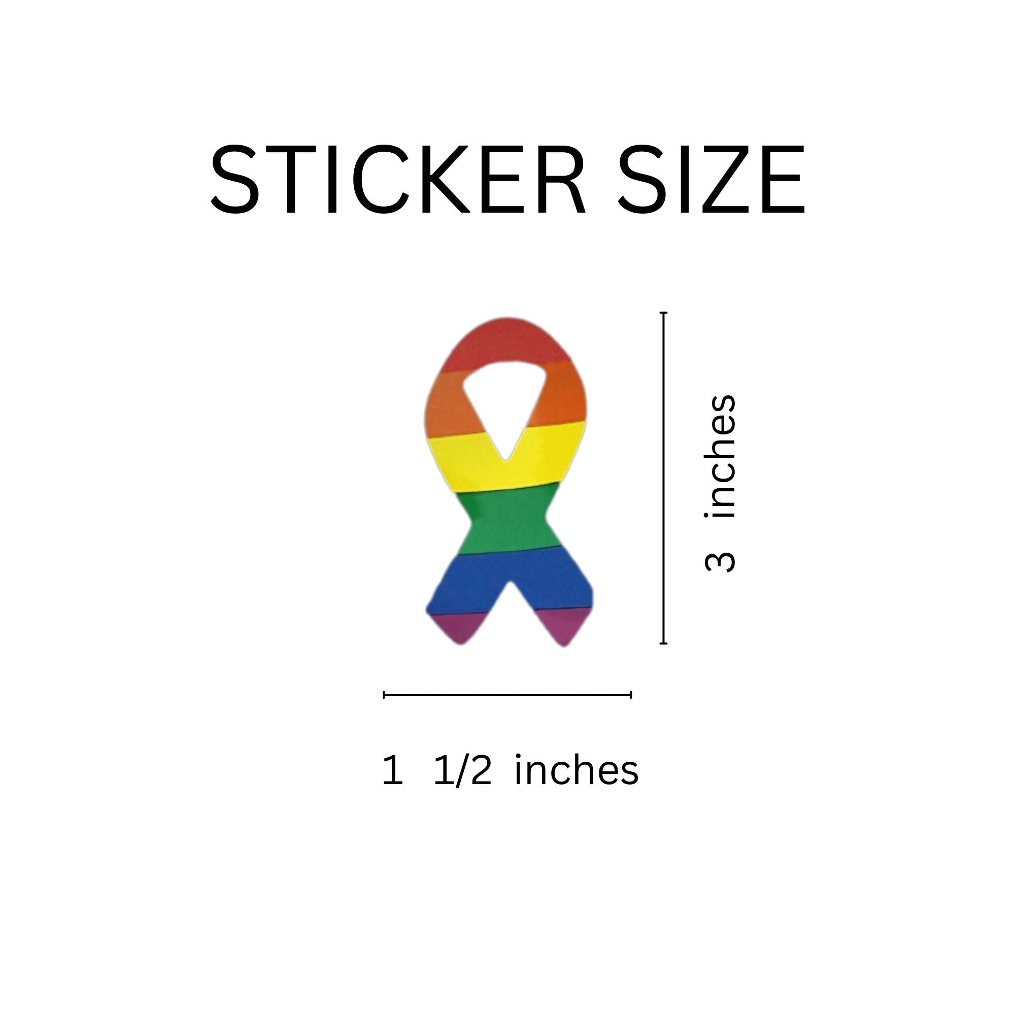250 Large Rainbow Ribbon Stickers (250 per Roll) The Awareness Company