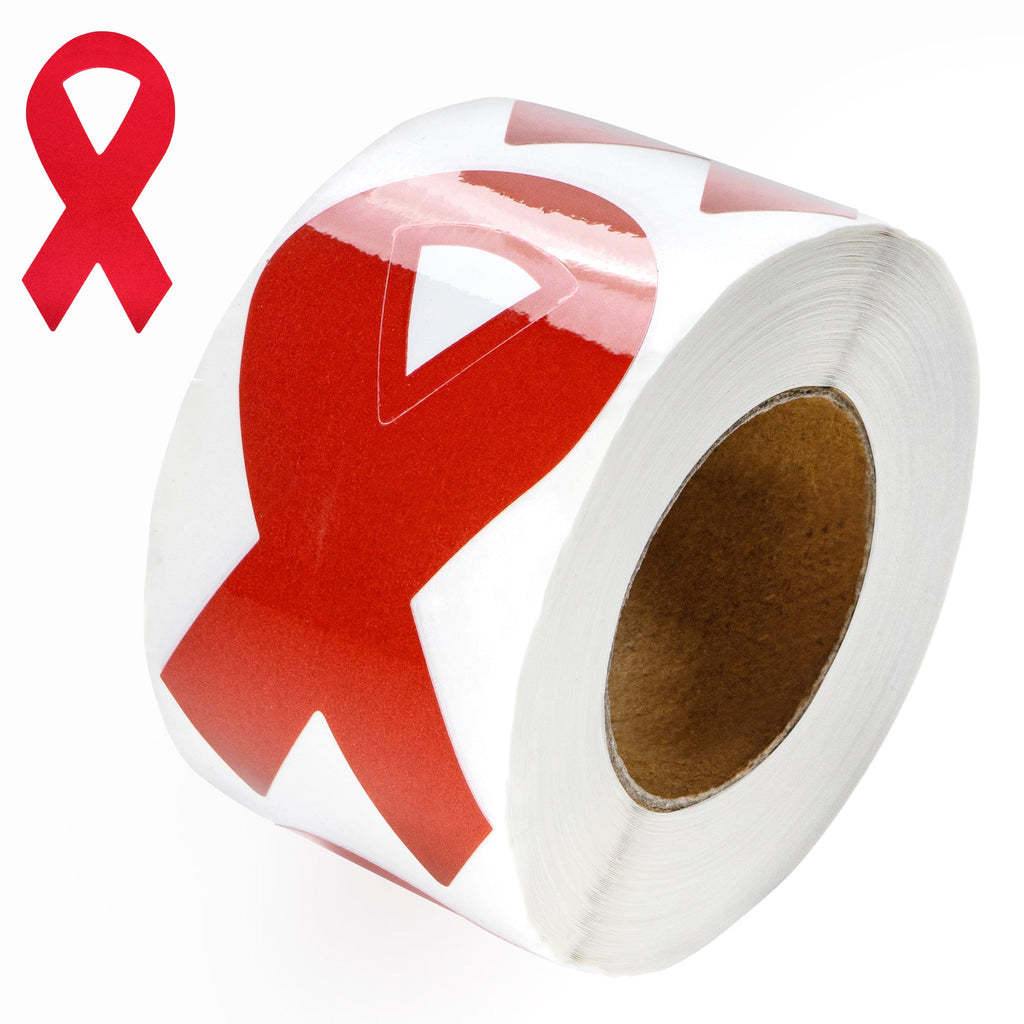 250 Large Red Ribbon Stickers (250 per Roll) The Awareness Company