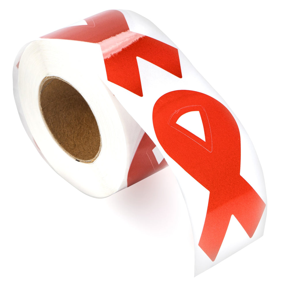 250 Large Red Ribbon Stickers (250 per Roll) The Awareness Company