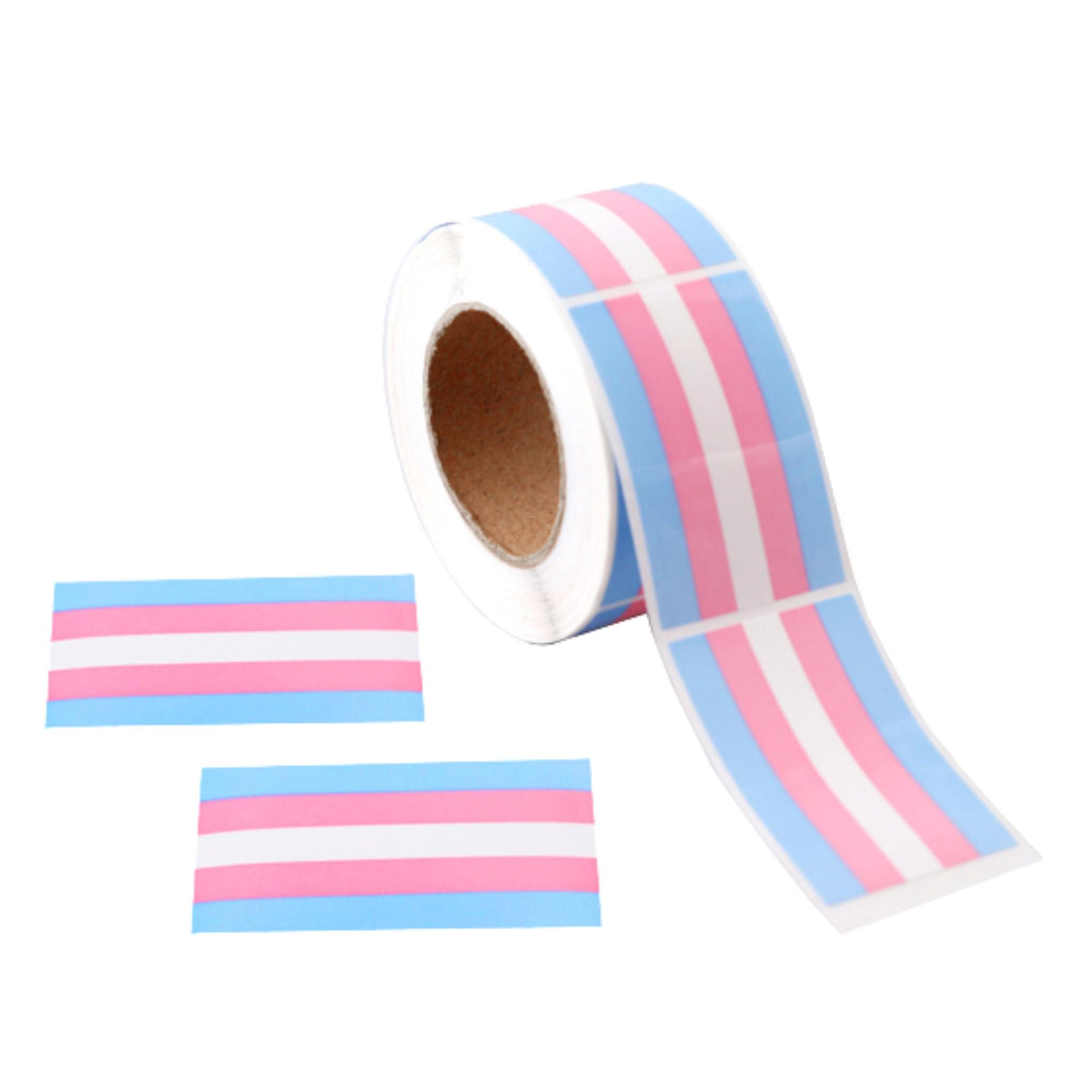250 Rectangle Transgender Pride Stickers (250 per Roll) The Awareness Company