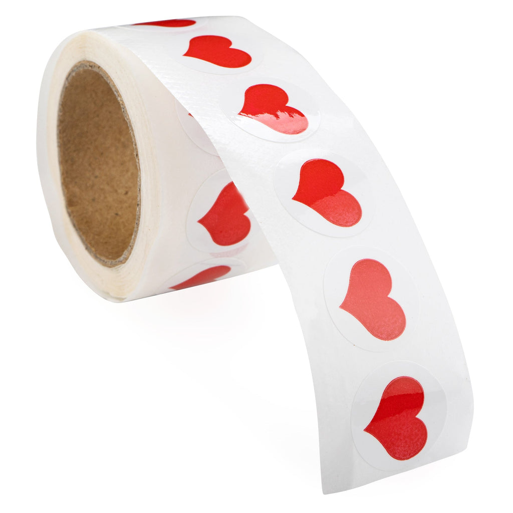 250 Small 3/4 Inch Round Red Heart Stickers (250 per Roll) The Awareness Company