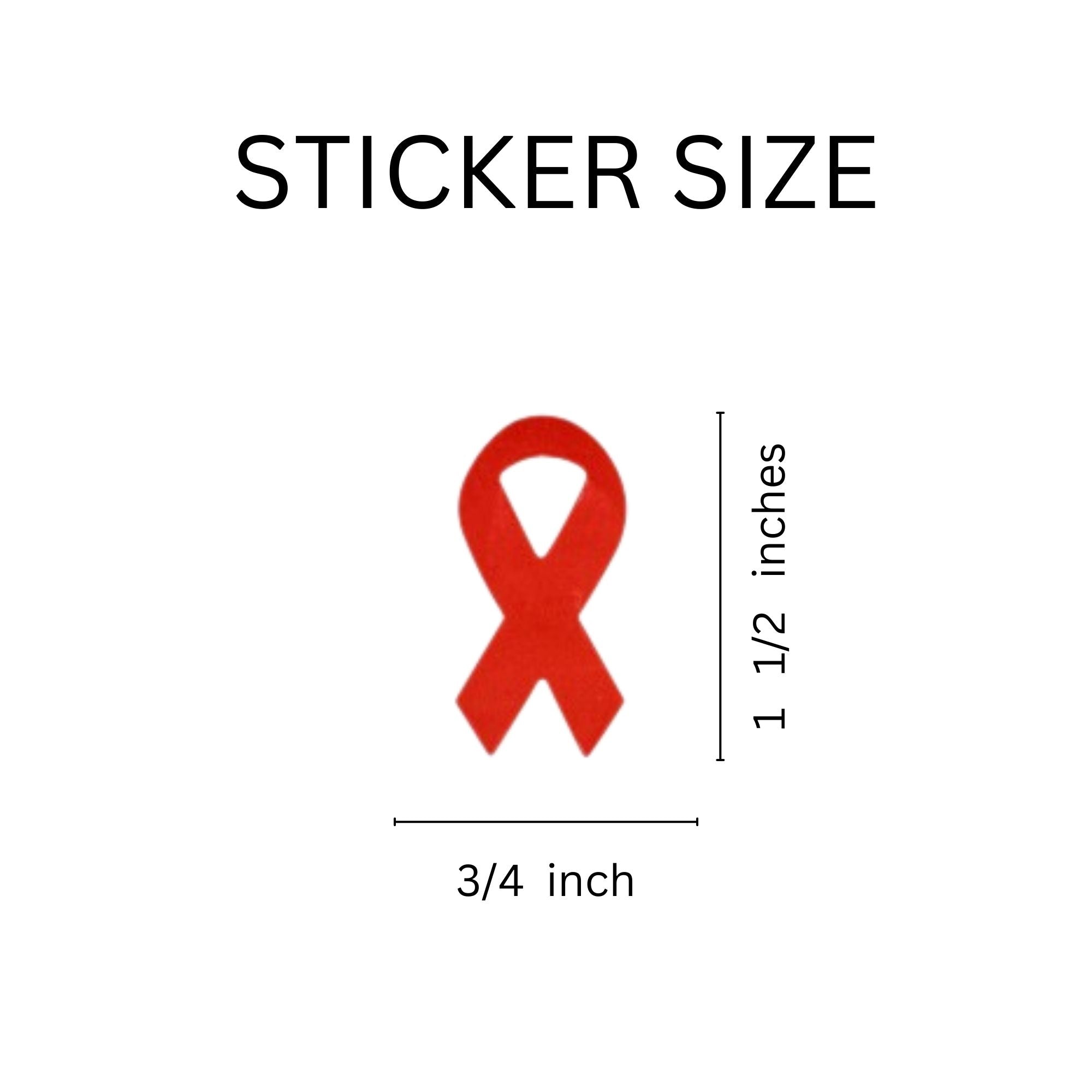 250 Small Red Ribbon Stickers (250 per Roll) The Awareness Company