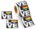 250 Square Rainbow Heart Love Stickers (250 per Roll) The Awareness Company