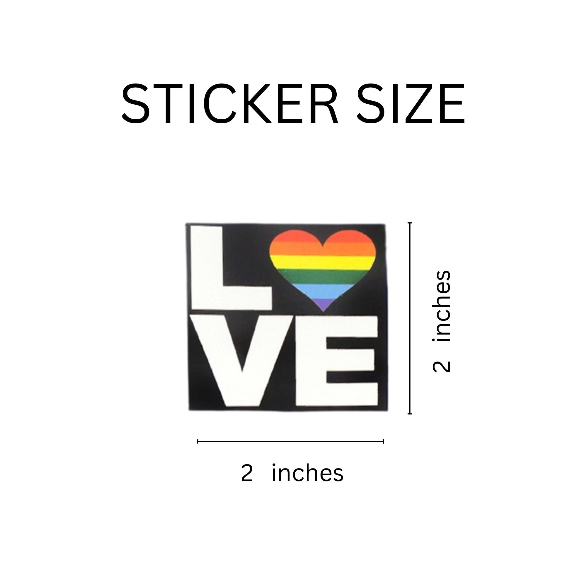 250 Square Rainbow Heart Love Stickers (250 per Roll) The Awareness Company