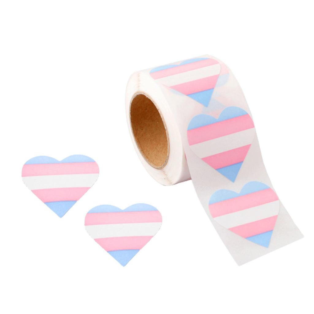 250 Transgender Heart Shaped Stickers (250 per Roll) The Awareness Company