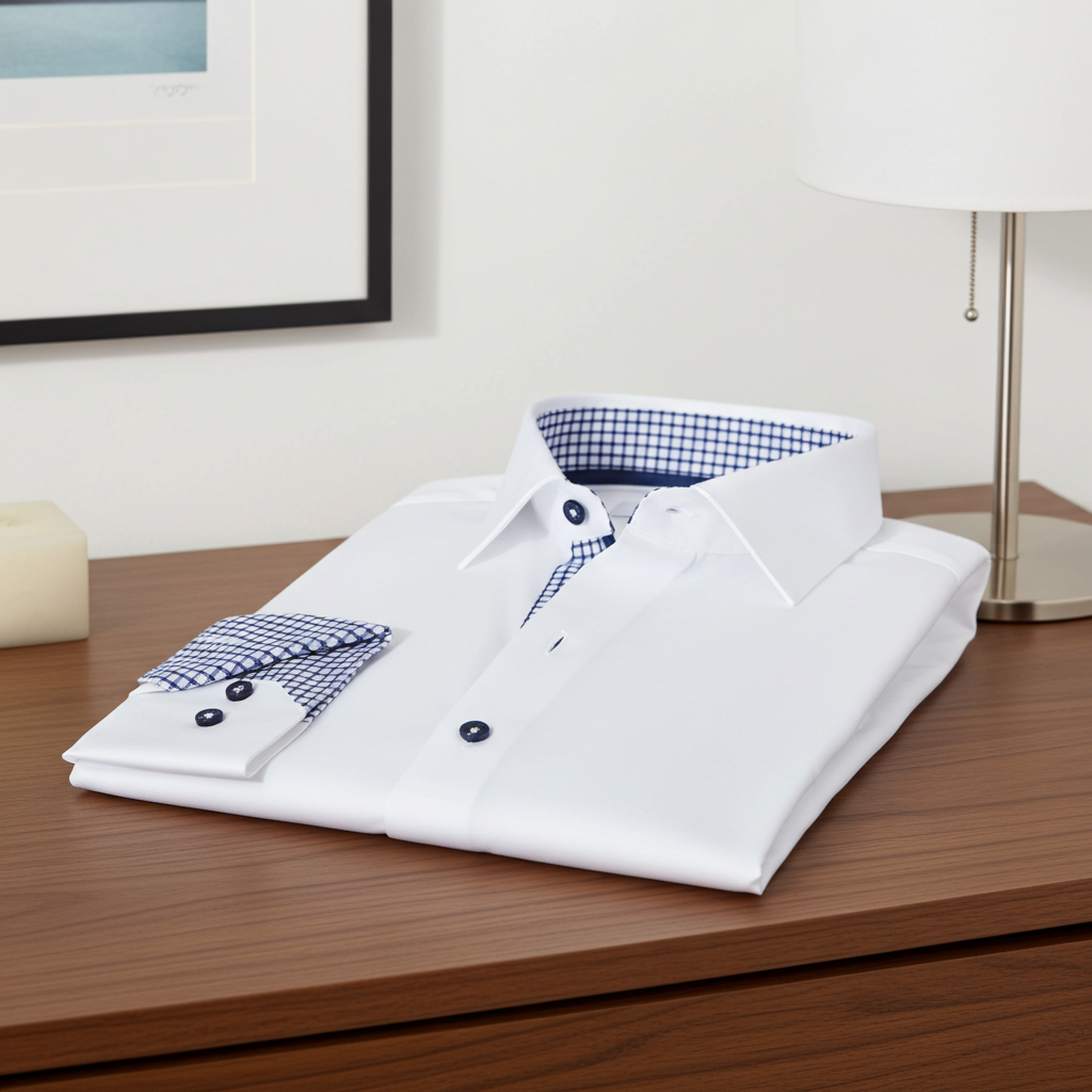 Christopher Button-Up Shirt With Contrast Details // White // Contemporary Fit (Regular) LEVINAS® Official