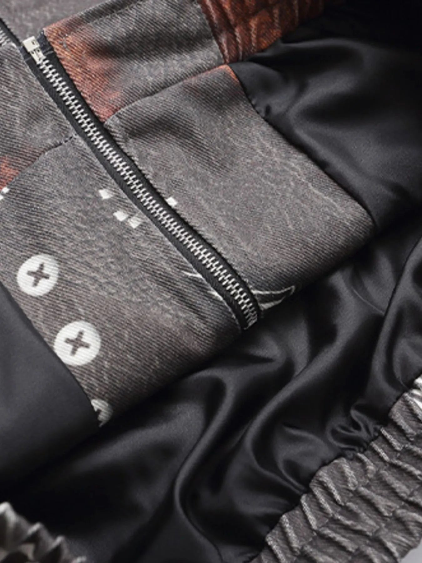 Men's Gothic Cross Print Distressed Denim Jacket NicholesGifts