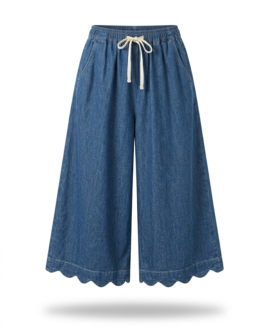 Unique Patchwork Wide Leg Trousers Boho Brown