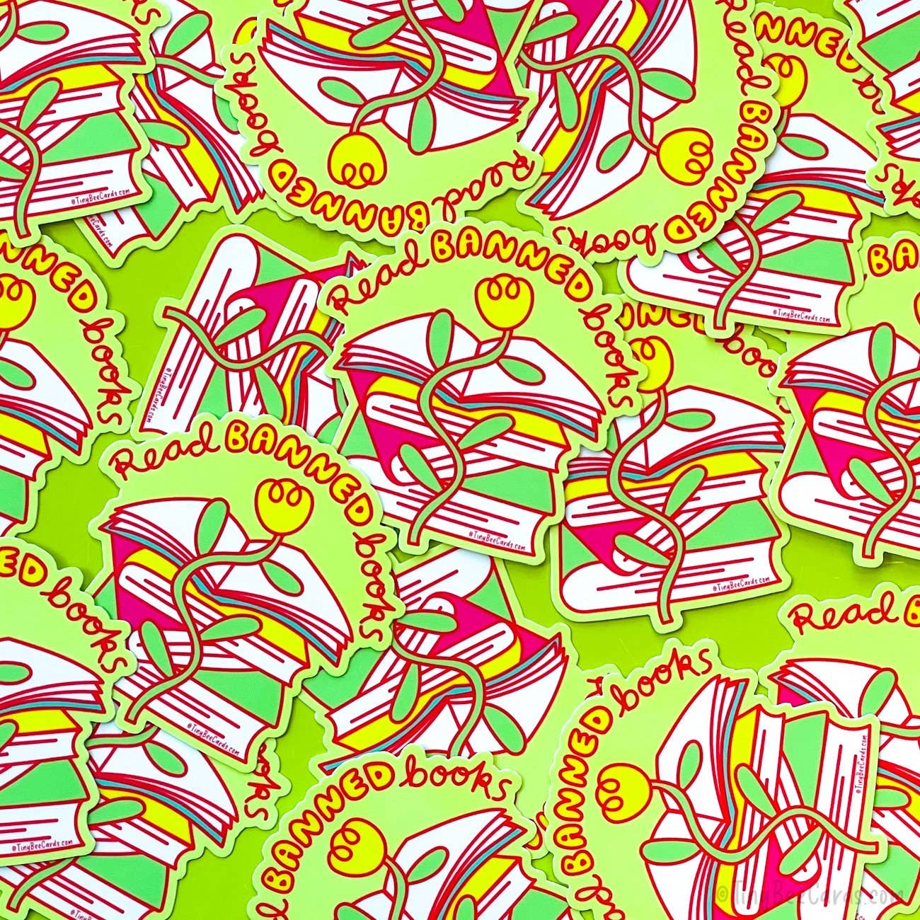 Tiny Bee Cards - Read Banned Books Vinyl Sticker Tia Chucha's Centro Cultural & Bookstore